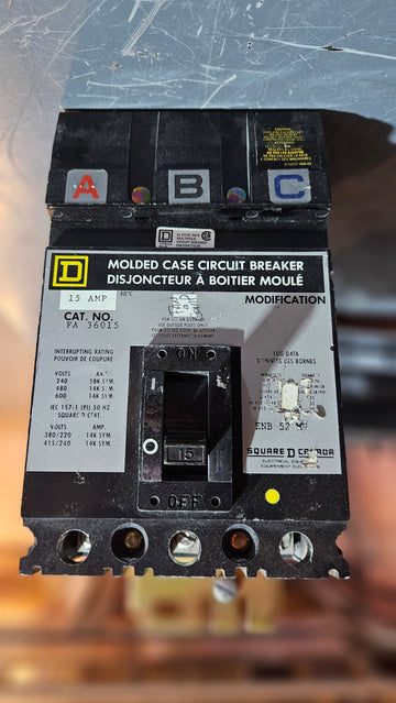 FA36015 - SQUARE D / SCHNEIDER MOLDED CASE CIRCUIT BREAKER